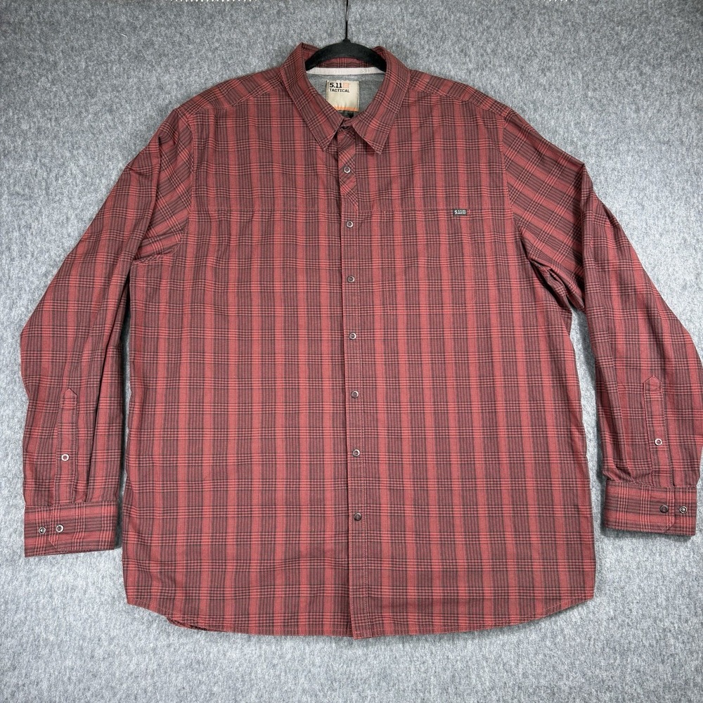 511 Tactical Shirt Mens XL Long Sleeve Snap Button Red Plaid